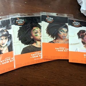 Unicorn Decal, mermaid, snake and witch tattoo and gem kits